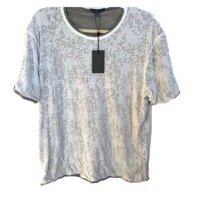 John Varvatos Reyes Men's Reversible Crew Neck Burnout Gray/White T-Shirt Size L